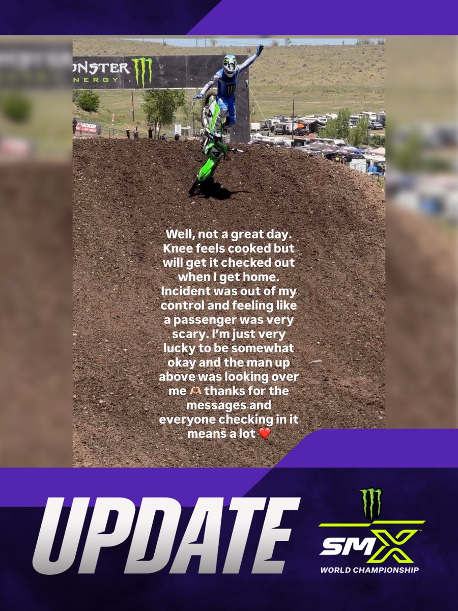 supermotocross's tweet photo. 🚨Chase Sexton shared an update via his story on his condition following his press day crash 🚨 

#SMX #ProMotocross https://t.co/QARM7AIhH0