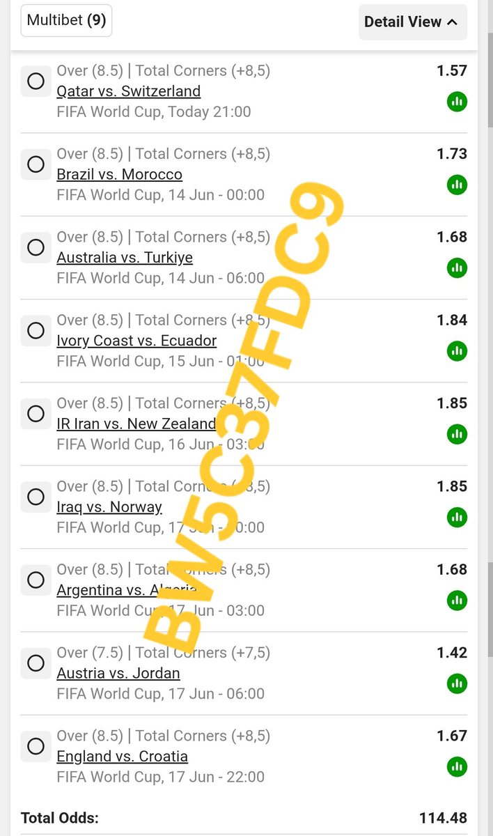 GreenWorldCTM's tweet photo. Most Possible Corners Overs

Betway Code BW5C37FDC9

115 Odds

💯🍏🙏 https://t.co/3F30zCftbK