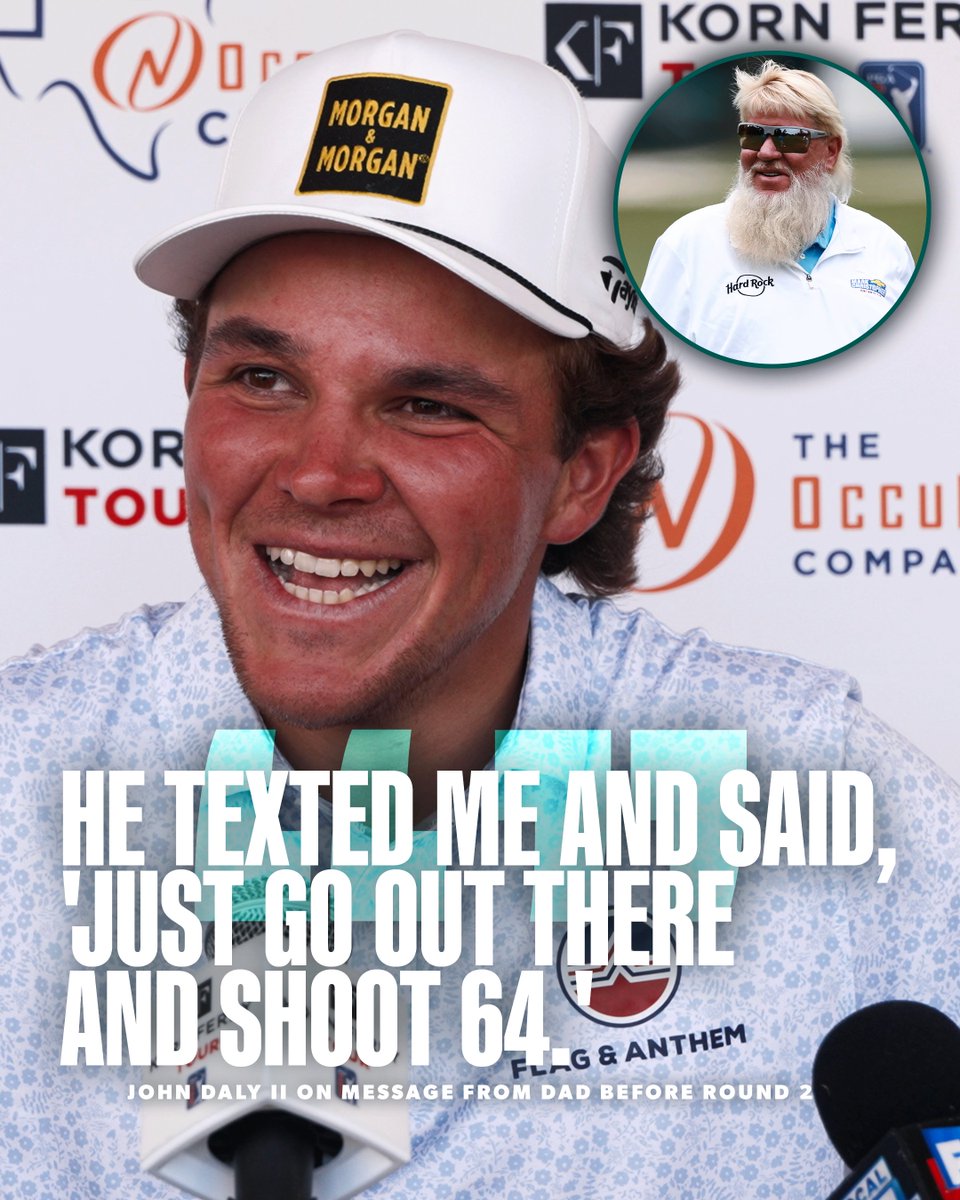 KornFerryTour's tweet photo. Father knows best 😉

After an opening-round 74 in his pro debut, John Daly II fought back with a second-round 64 @OccuNetClassic to secure a weekend tee time in Amarillo. https://t.co/fgvAZRev16