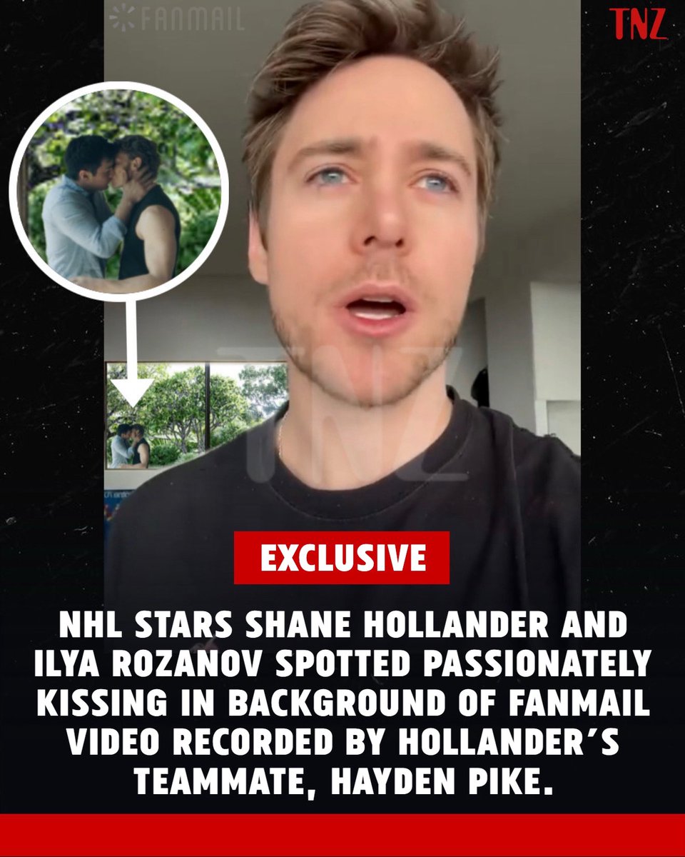 kissyyhollanov's tweet photo. EXCLUSIVE: NHL stars Shane Hollander and Ilya Rozanov spotted passionately kissing in background of FanMail video recorded by Hollander’s teammate, Hayden Pike. https://t.co/BT9WJJ8sJ5