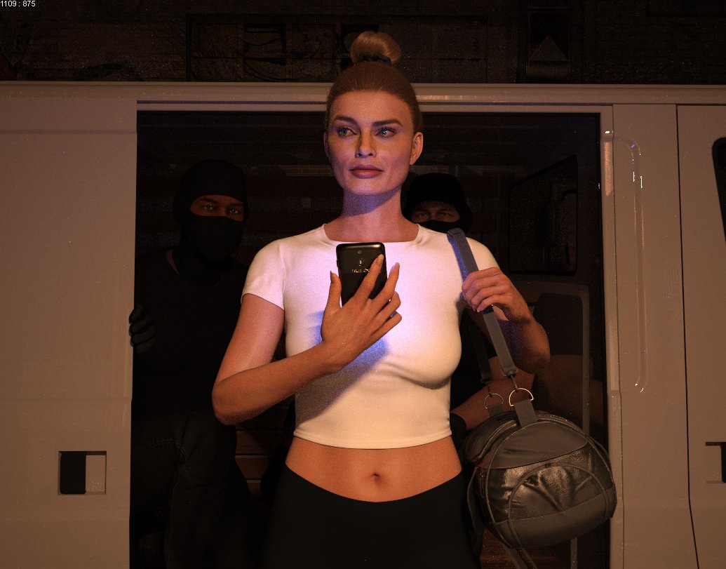 comcody99v3's tweet photo. Looks like it's playtime for Barbie! Margot should know better to pay more attention to her surroundings when she decides to doomscroll in the back alley of the gym, late at night after an intense workout!  (1/3) https://t.co/WbcymgQ2W3