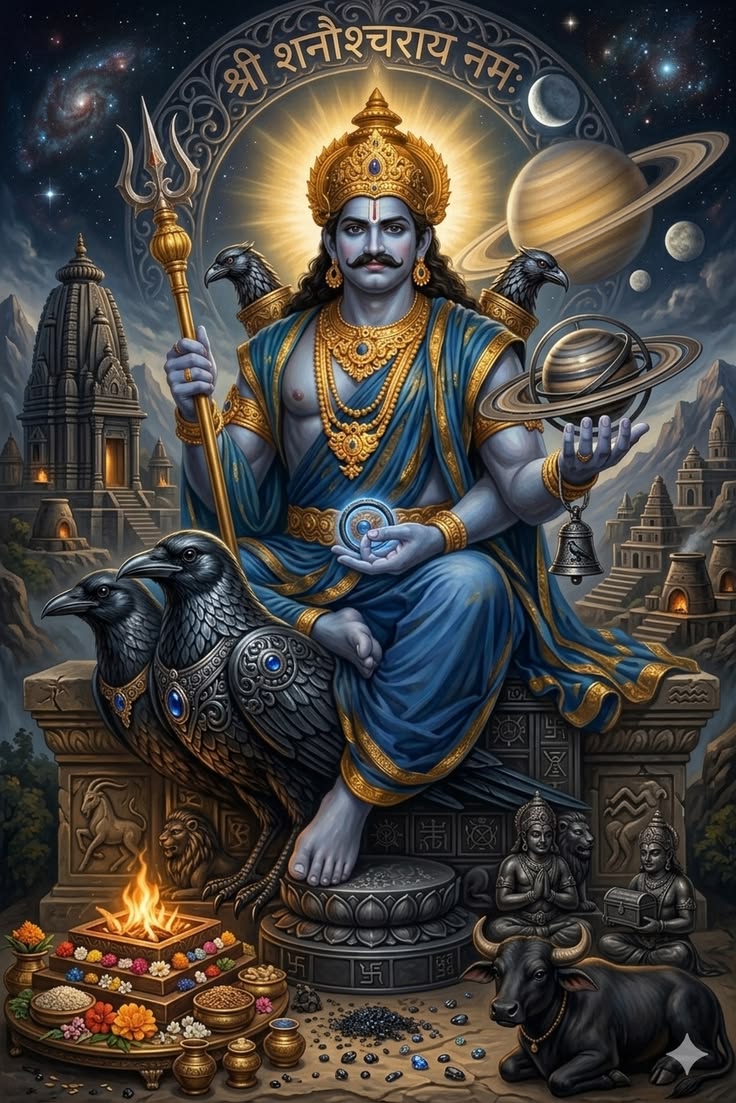 Arunkr750's tweet photo. कर्मों के देवता, न्यायप्रिय श्री शनिदेव महाराज का दिव्य रूप। अपने वाहन कौवे (काक) पर विराजमान, हाथों में त्रिशूल और ब्रह्मांड के ग्रहों को नियंत्रित करते भगवान शनि हमारे जीवन से अंधकार दूर करें।  🙏✨

​ॐ शं शनैश्चराय नमः✨🚩

​#Shanidev #SaturdayThoughts #ShaniJayanti #Spirituality #जय_शनिदेव