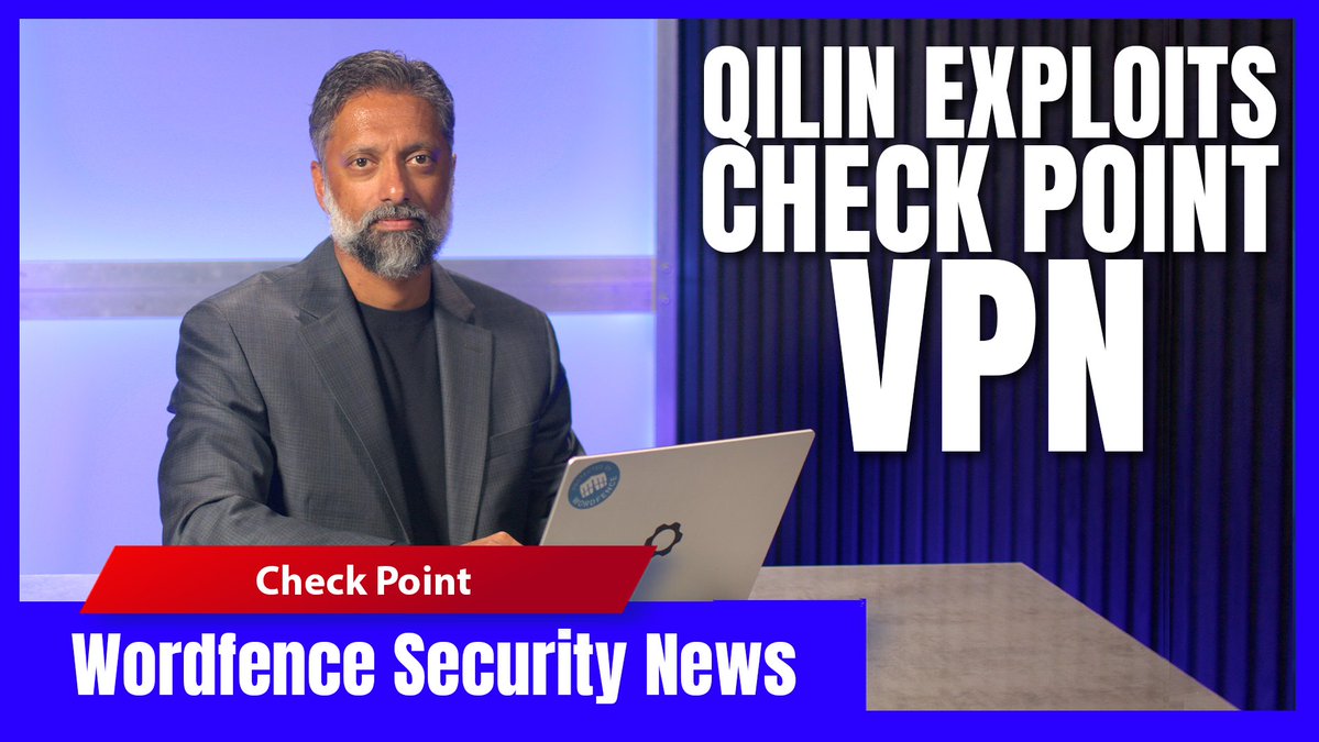 wordfence's tweet photo. Checkpoint VPN Auth Bypass Exploited as Zero-Day

Wordfence Security News Clip | June 8, 2026

Checkpoint Remote Access VPN has an authentication bypass that lets attackers connect without valid credentials.

The flaw is in IKEv1 certificate validation, allowing a remote attacker to establish a VPN session and enter the corporate network unauthenticated.

Apply Checkpoint's hotfix immediately, or disable IKEv1 and enforce machine certificate authentication on the gateway.

Watch The Clip: https://t.co/p8pblIk344