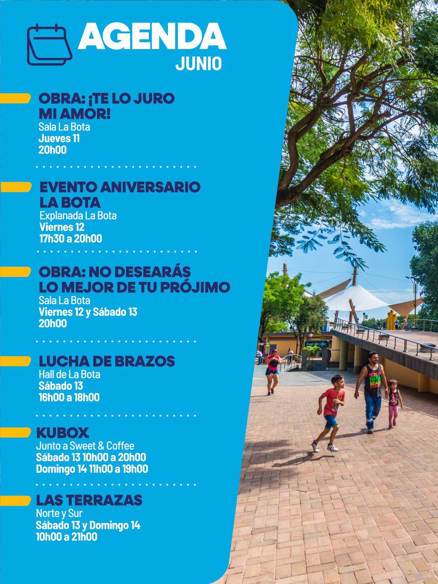 FMalecon2000's tweet photo. Teatro, cultura y actividades al aire libre te esperan en Malecón del Salado 🎭🌿

Celebra el aniversario de Sala La Bota y disfruta de una agenda pensada para compartir, descubrir y vivir nuevas experiencias ✨

#AsíSeHaceGuayaquil #CiudadDeTodos https://t.co/kELqSvb1ik