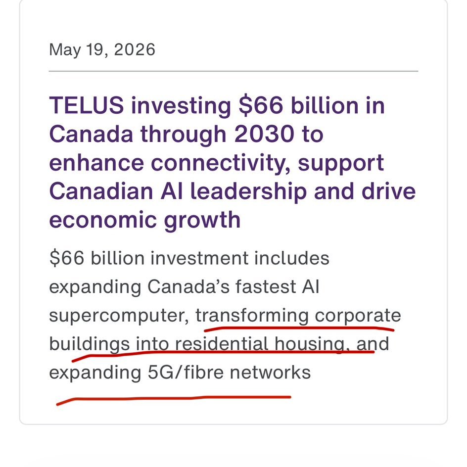 chinoalemano's tweet photo. JUST IN: Telus spending $66B and $AMPG seems to be involved.

Connect these two dots.

The timing is almost too good. 👀

AmpliTech MASSIVELY DERISKED after this.

➟ May 19: Telus announces a $66 BILLION investment plan for Canada. One of its pillars: converting its old corporate buildings into residential housing under "Telus Living."

➟ May 20, one day later: AmpliTech announces it received full FCC AND Canadian (ISED) regulatory certifications for its complete indoor 5G Native Distributed Antenna System. Pico Radio, Mother Hubs, Cascading Hubs. The entire end-to-end stack, cleared for immediate commercial sale and deployment across North America.

Now think about what an office-to-residential conversion actually needs.

Thousands of new apartments inside thick old buildings.

Every single one needs indoor 5G coverage.

That's literally what a DAS is for.

And who would Telus call for that?

Maybe the company whose radios are already deployed on its network.

Per Telus's own VP, every Telus Open RAN site already runs AmpliTech antennas, 2 of the 5 radios per sector. 

AMPG isn't a stranger knocking on the door.

It's already inside the house.

Now it has the certified indoor product, approved specifically for Canada, the day after Telus announced the buildings.

Honest framing, because I always give it: neither announcement mentions the other. This is me connecting dots, not a disclosed deal.

The certification was surely in the works for months regardless. But an existing Telus supplier getting its indoor 5G system certified for Canada, one day after Telus commits billions to refilling buildings with residents who need coverage... those are the kinds of dots I don't ignore.

Watch this space.

Not financial advice. I'm long $AMPG. DYOR. 📡