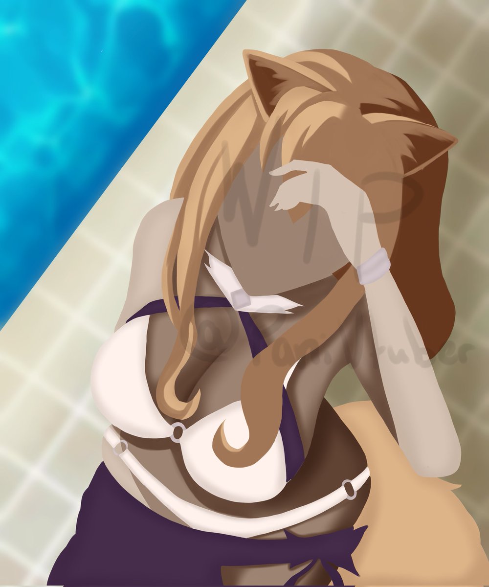 PaniVtuber's tweet photo. Pool Party Ahri WIP Update 💫 #Ahri Critique is welcome :) https://t.co/FYiUCZI0u4
