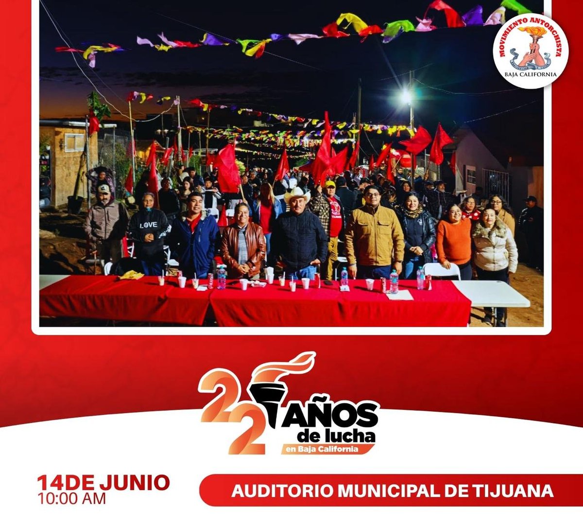 68Vicsan's tweet photo. #22AñosDeAntorchaEnBC
Acuda con su familia este 14 de junio en el auditorio Municipal de Tijuana. 
Mov. Antorchista 2026. https://t.co/BlHEkNFCFh