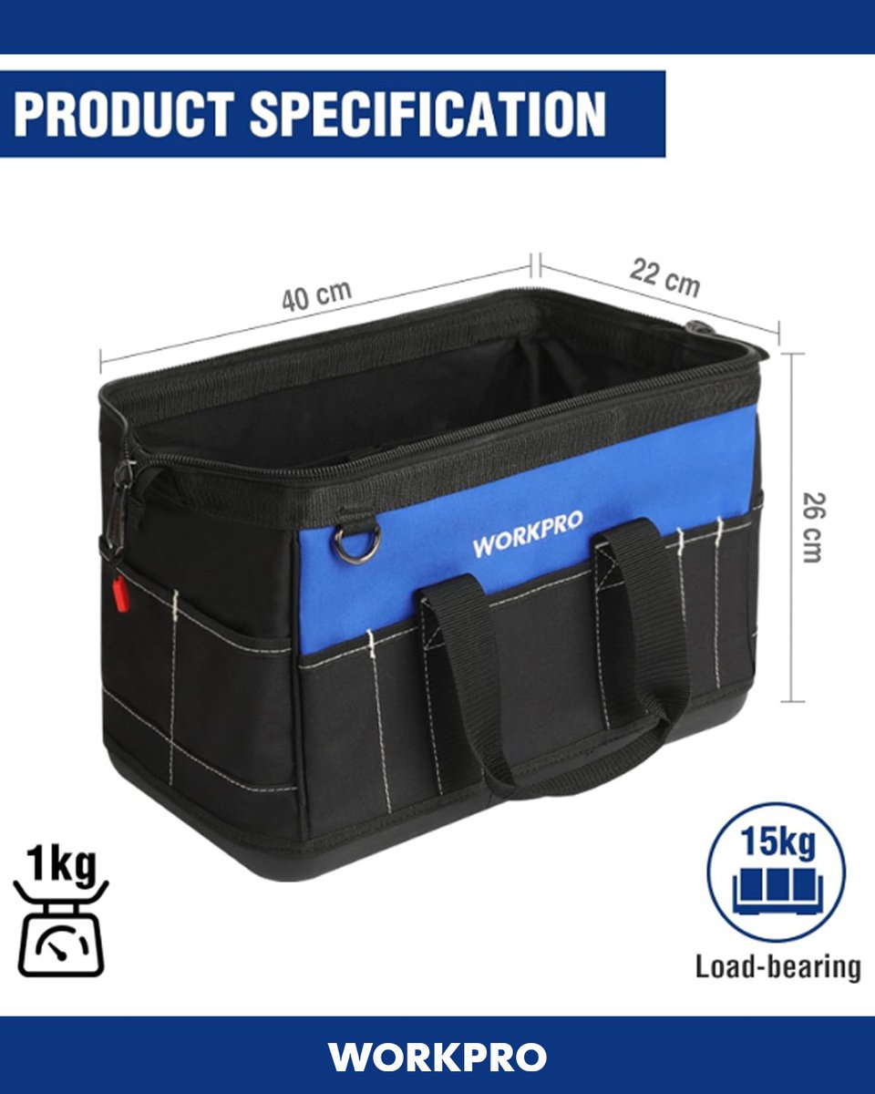 workpro_tools's tweet photo. 🧰 Real talk — the right tool bag makes every job smoother! 16" Wide Mouth Tool Bag is built tough with 600D polyester, a waterproof molded base.
🔗 Just grab and go! https://t.co/AL4ktAxBfJ
#WORKPROTools #ToolBag #ToolStorage #ToolOrganizer #WorkTools https://t.co/JNhd2NMqJA