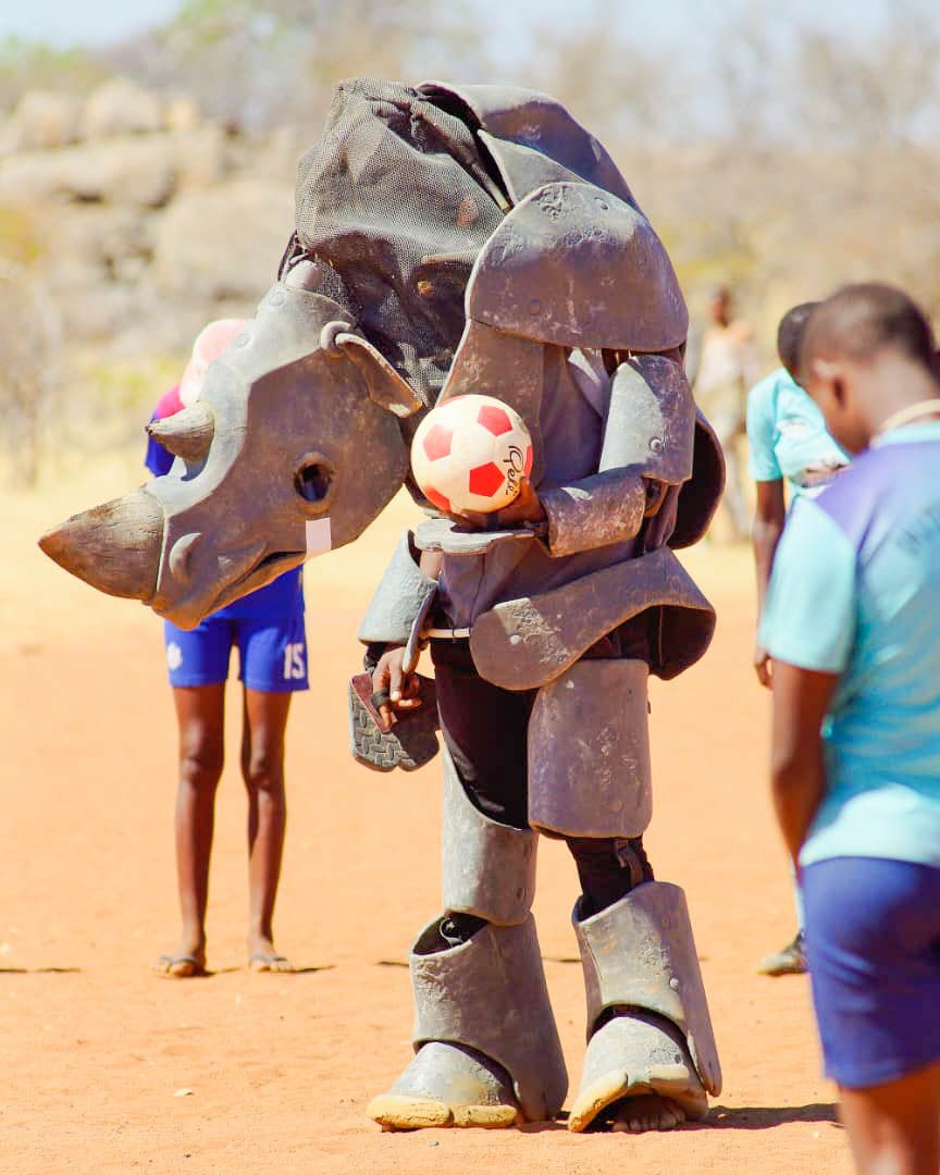 RhinosIRF's tweet photo. As the #WorldCup KICKS off, remember that rhinos and football have something in common! With IRF support, @srtnamibia facilitates the Rhino Cup Champion’s League, a football league for rural communities outside national parks and wildlife reserves. The league mascot is a rhino! https://t.co/sRVZzEF4Wt