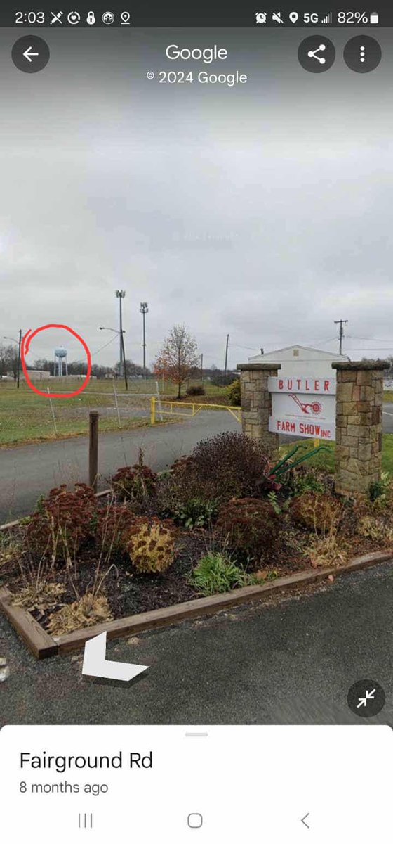 Vinnie_Bull's tweet photo. @RealCandaceO Circled, is the building Thomas Crooks was on, next to the Much Taller Water Tower. Was a second shooter up there?  Why didn't the Secret Service have someone up there? They should have... https://t.co/BGL4VKvASB