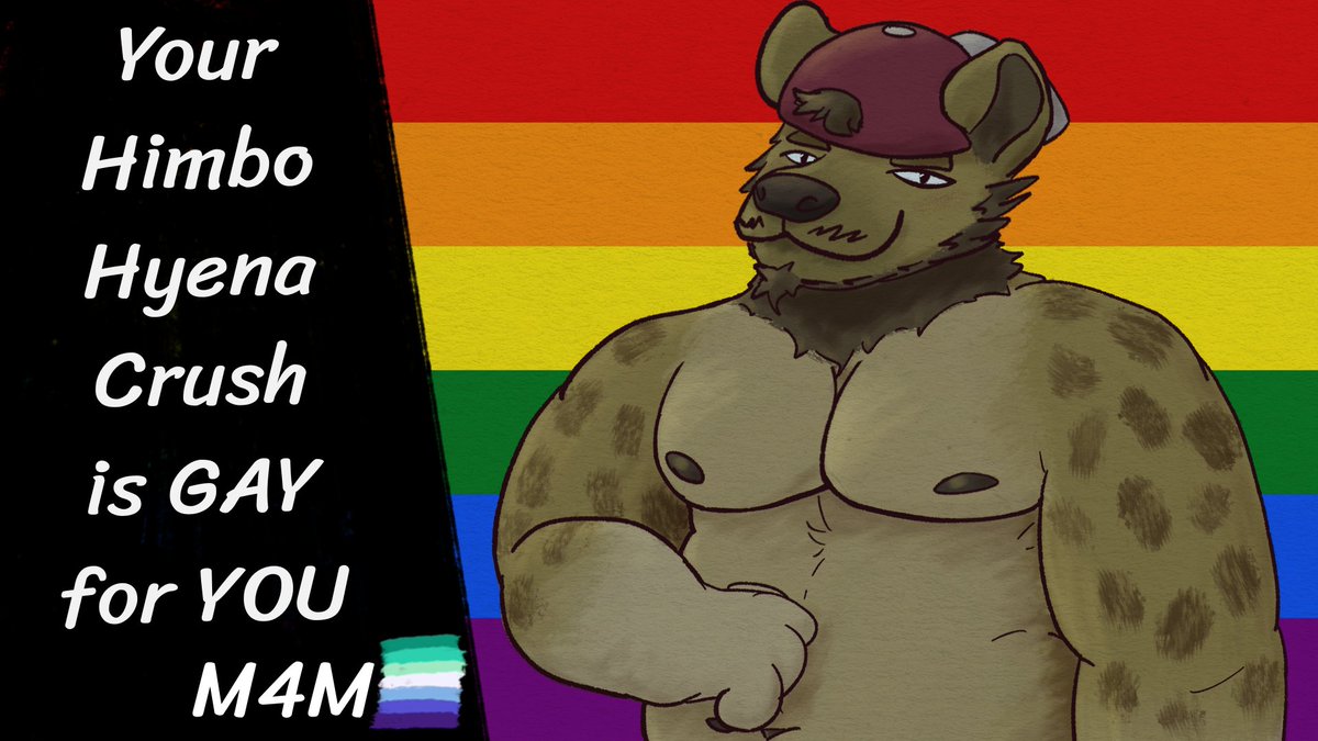 grimgrilliam's tweet photo. I hope you guys like big himbos!! 
New ASMR out now where you chat with your "straight" jock hyena best friend, where he FINALLY realizes you've been hitting on him for months :3

Find on my YT channel linked in bio

#furry #furryart #furryasmr #hyenafurry #yeen #furryhimbo https://t.co/rHQaDJ8hWv