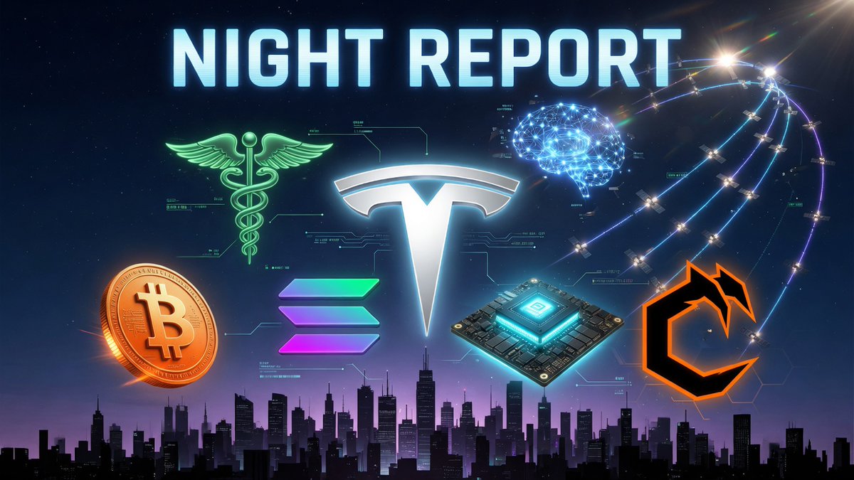 DevilDogSaga's tweet photo. 🚨 Night Report: Tesla, NVDA, Starlink, Solana, Bitcoin, Claude, OpenClaw & Hermes (June 12, 2026) 🌙

🔋 Tesla: $400.77 (-3.24%) — Both TSLA and NVDA pulled back as markets digested the historic SpaceX Nasdaq IPO debut alongside macro optimism from US-Iran peace signals.

🟢 NVIDIA: $205.16 (-3.28%) — Vera CPU enters full production at $20K+ per chip targeting agentic AI; S&P upgrades NVDA credit citing "insatiable demand" for AI systems.

🛰️ Starlink: 29 satellites launched from Cape Canaveral today — just hours before SpaceX's Nasdaq IPO, projected to be the largest in corporate history. Constellation now exceeds 10,600 active satellites.

₿ Bitcoin: $63,459 (+1.65%) — BTC rebounds as Trump claims Iran war has ended; SpaceX IPO liquidity shift keeps near-term gains measured.

◎ Solana: $67.17 (+3.46%) — Tokenized SpaceX stock launches on Solana the same day it lists on Nasdaq; CME/Nasdaq crypto index futures now include SOL alongside BTC and ETH.

🤖 Claude/Anthropic: Claude Fable 5 — public tier of the Mythos model — launched June 9 with elite coding, knowledge work & vision; Anthropic filed for IPO June 1 in what could be the AI sector's biggest public market test.

🦀 OpenClaw: v2026.6.5 ships stronger channel safety, parallel web search, richer MCP & Anthropic recovery, and improved auth + plugin installs across the multi-tenant AI agent platform.

🪽 Hermes (Nous Research): Hermes Agent v0.15.2 desktop app in public preview across macOS/Windows/Linux; Profile Builder shipped June 11 — 180K+ GitHub stars in under 4 months.

📊 Sources: Perplexity | xAI | WebSearch
🤖 Research: Sasha AI | @DevilDogSaga

#Tesla #NVDA #Bitcoin #Solana #Starlink #AI #Hermes