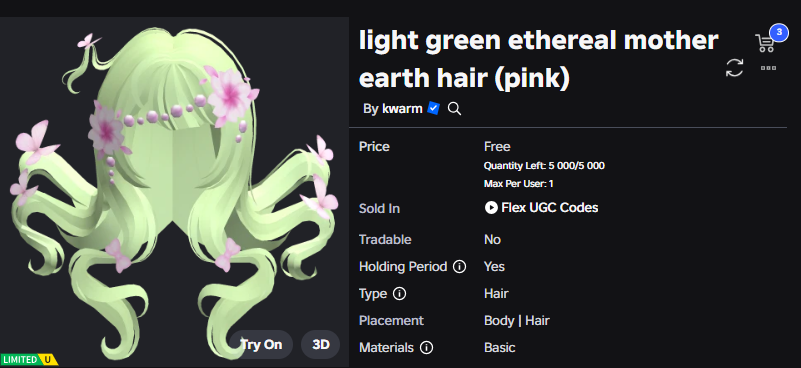 Xh0PlUgc's tweet photo. 📣Kwarm He released new free hair and this hair will be available through a code (and it is not yet known when he will release them, it could be either today or tomorrow or the day after tomorrow)

📦Stock: 5,000

➡️https://t.co/fyyBkXIpsd
➡️https://t.co/p77A6ZzxEO

#Roblox #RobloxDev #RobloxFreeUGC #RobloxUGCLimited