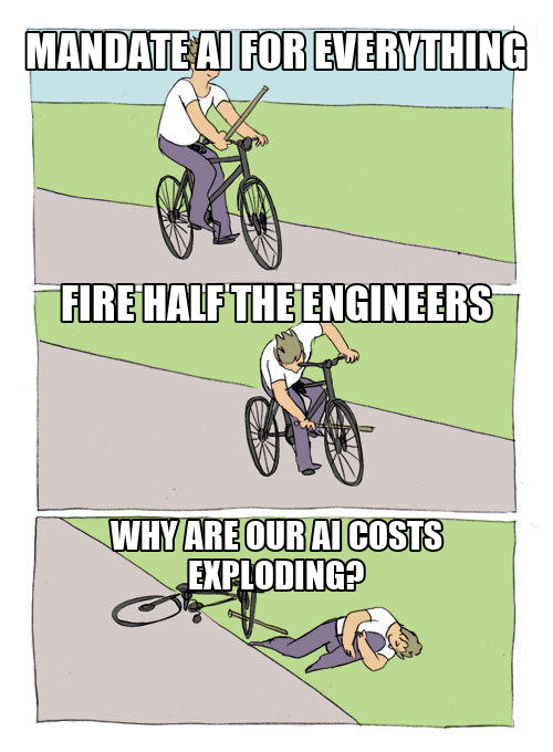 deegeevince's tweet photo. r/cscareerquestions, this week: company is losing their minds over AI costs https://t.co/gOZtajvQmP