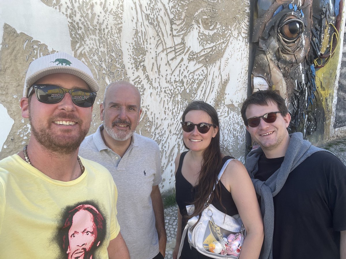 Coldie's tweet photo. One of the most unique experiences I had in Lisbon was getting a tour of the most iconic street art by a local collector I met at my opening at @EternoGallery. I got to see a lot of amazing murals including @vhils1 and @OBEYGIANT in addition to many local artists. https://t.co/nbDESqdBDB