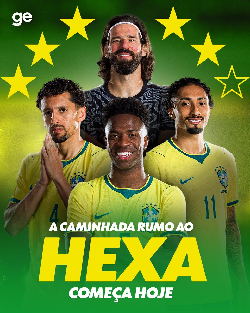geglobo's tweet photo. VAMOS BUSCAR O HEXA, BRASIL! Bola rola às 19h para o jogo contra Marrocos, estreia da Seleção na Copa do Mundo! #ge2026 #futebol #selecaobrasileira #brasil #marrocos

📷 Getty Images https://t.co/tllovBqrdj