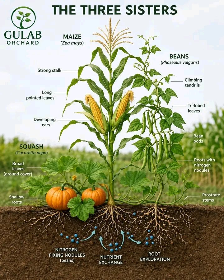 Smart_FarmingT's tweet photo. 🌽🌱🎃 The Three Sisters Farming Method: Nature's Perfect Partnership

For centuries, farmers have grown Maize (Corn), Beans, and Squash together because each plant supports the others, creating a healthier and more productive ecosystem.

🌽 Maize (Corn) https://t.co/tZVVjNjwHF
