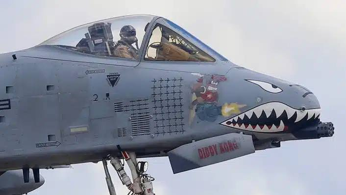 MarioNawfal's tweet photo. 🚨🇮🇷🇺🇸 A squadron of America's famed Warthogs just came home from the Iran War, and their fuselages tell the story the briefings would not...

Eleven A-10C Thunderbolt IIs of the 75th Fighter Squadron returned to RAF Lakenheath painted with mission markings from the war. 

The munitions tally is a war in symbols: precision guided bombs, Maverick missiles, Hydra rockets, 30mm rounds, and tellingly the AGM-160 decoy, a tool for spoofing and exhausting air defenses, work the tank killing A-10 does not normally do.

The kill markings are the part that lands.

One jet wears two IRGC Navy fast attack boats, another a single pickup truck, the small, deadly targets of the Hormuz fight rendered in paint. 

A rare, human glimpse of who actually flew this thing.

Source: Geopolitics Watch on TG / Writer: Daniel