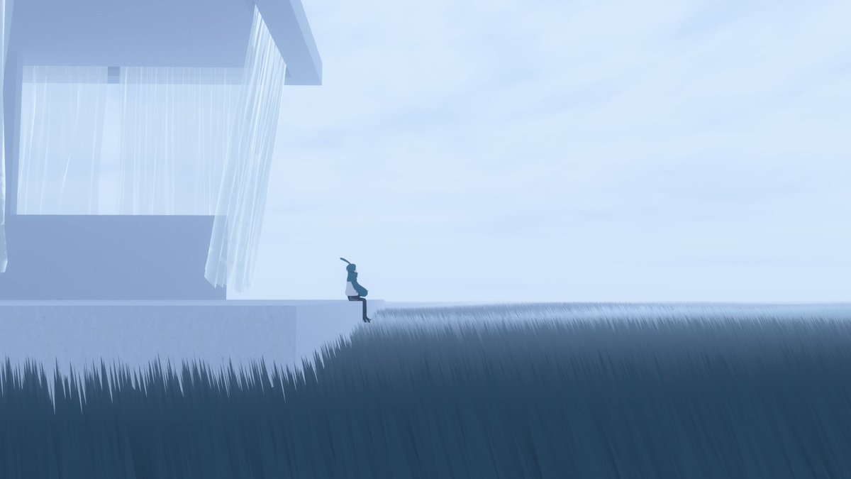 Putsu2_vrc's tweet photo. ワールド名 / stillwind
作者さん名 / yoruyori
シンプルで余計なものが何も無い場所。草ワサワサ、カーテンゆらゆらを見ながら、いい感じにぼーっとできて居心地がいい～ https://t.co/euJAC2wutQ