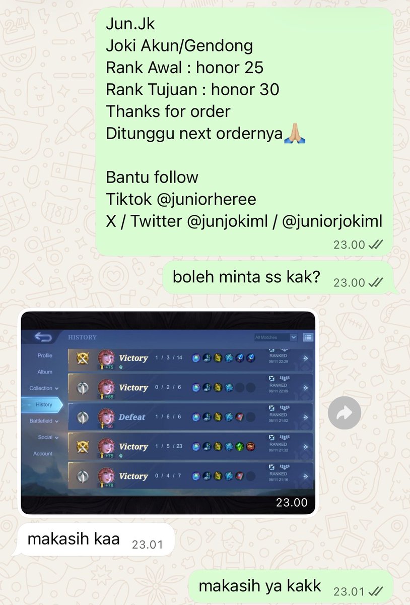 Juniorjokiml's tweet photo. DONE

jokgen honor 3⭐️
jokgen honor 5⭐️
jokgen glory 3⭐️
jokgen imo 4⭐️

yang mau joki ml / gendong sung aja ya guys https://t.co/OuMYYRhzm8