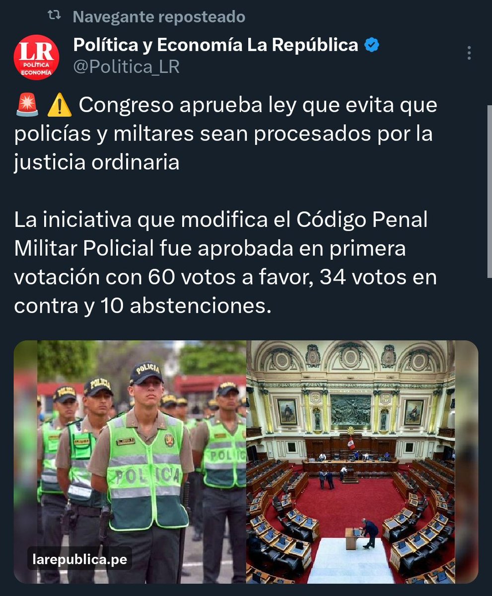 martinfiera's tweet photo. En adelante cuando la PNP y las FF.AA masacre ciudadanos, los secuestren y asesinen no podrás poner denuncia en la fiscalía, no podrán ser juzgados por tribunales ordinarios.
¿ Crees que los tribunales militares van juzgar a los suyos?
Impunidad total.
Asuman tibios de 💩 https://t.co/0VOsySw977
