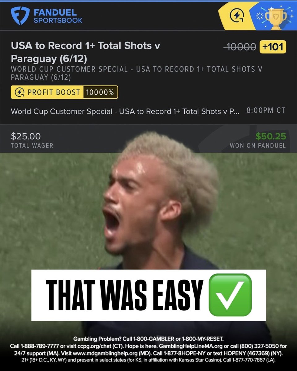 FDSportsbook's tweet photo. WHO CASHED THE USA SUPER BOOST? 🤑

And how are you using the winnings? 👀

#WC2026 | #USMNT https://t.co/vfZyACwKiH