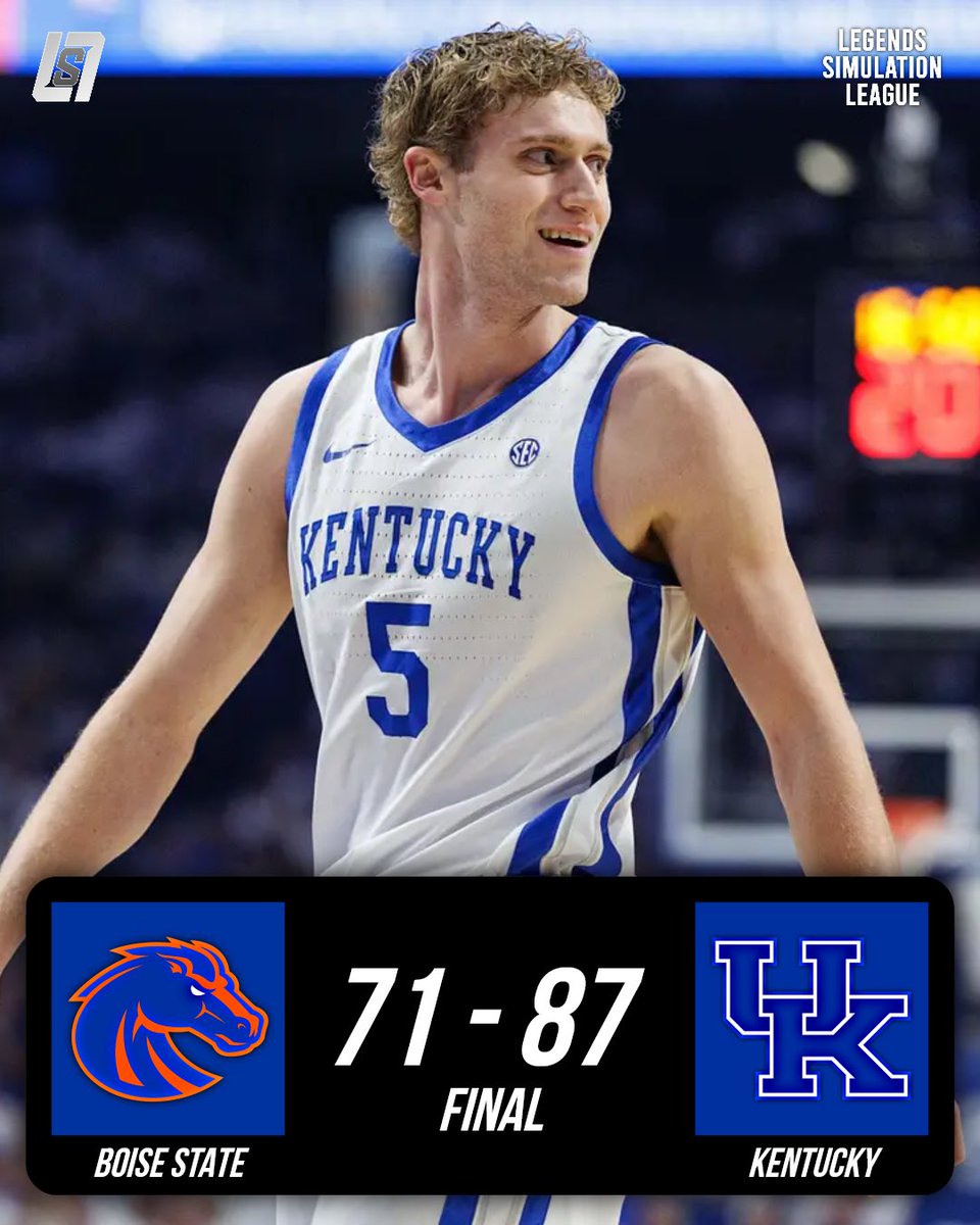 WavesCbb's tweet photo. Kentucky handles business in Rupp once more as Boise State gets rocked!

The Wildcats have held serve very well at home so far, but will it continue when #10 Wisconsin arrives on Saturday?

Boise State has a massive uphill battle in-front of them just to be on the bubble. https://t.co/HmMmUcUxIx