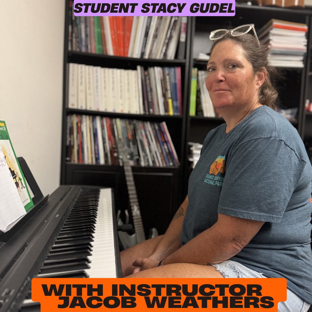 MusicByJW's tweet photo. Student Stacy Gudel at her music lesson 🎸🔥

With Instructor Jacob Weathers

If you’re interested in music lessons, call today!

📞 256-715-4040
🌐 https://t.co/cQn4HBYiih

Let’s rock ’n’ roll! https://t.co/RXAOE8qM2N