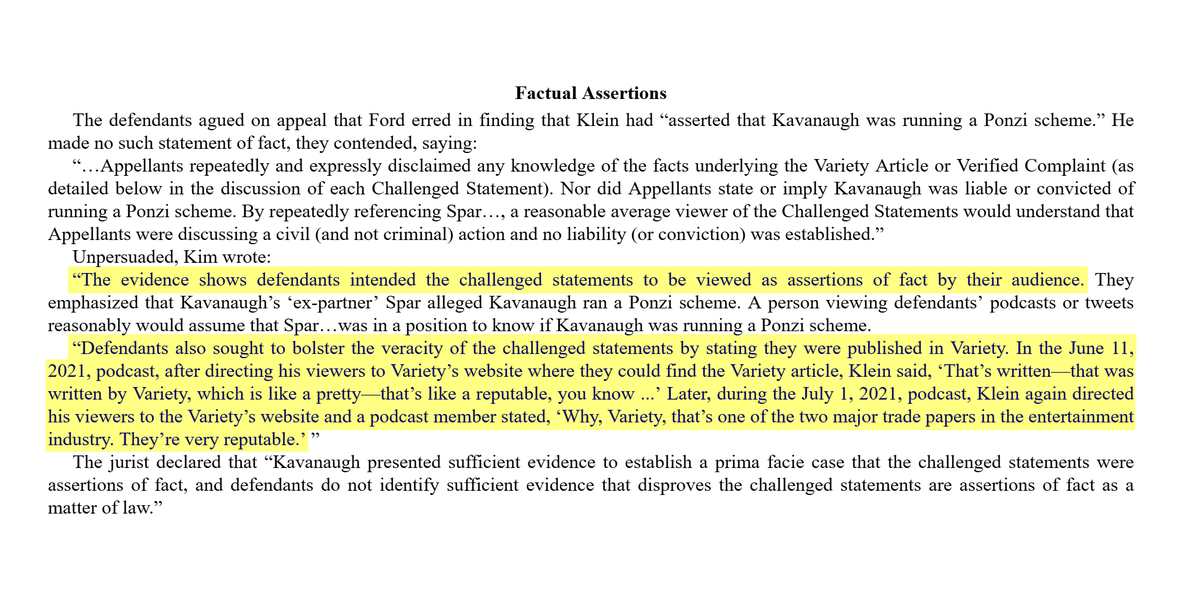 kilotonics's tweet photo. on his podcast today, Ethan Klein claims re-broadcasting someone else's defamatory statements is not protected speech, adding, “that's how the law works”

the reason Ethan says this is because he learned it from his time as a defendant in his own defamation case against Ryan Kavanaugh, when the court determined that he repeatedly broadcast previously retracted statements about Kavanaugh in an obvious attempt to get the viewer to accept them as truthful.

these situations aren't really comparable because iDubbbz wasn't rebroadcasting them as truth (he was just making an obviously correct point about Ethan's selectivity with who he targets), but this is still yet another instance in Ethan Klein's long history of going after others for doing things that he has lamented being held responsible for in the past.