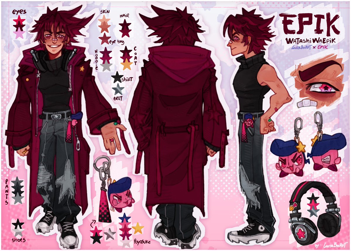 WatashiWaEpik's tweet photo. Heyo! I want to give a shoutout to @LoverboiArt for the amazing work he did on my character reference sheet! It's absolutely sick. If anyone wishes to draw my character, here's all you should need! Obviously, take creative liberties and do what you want! https://t.co/TdyCfeqewX