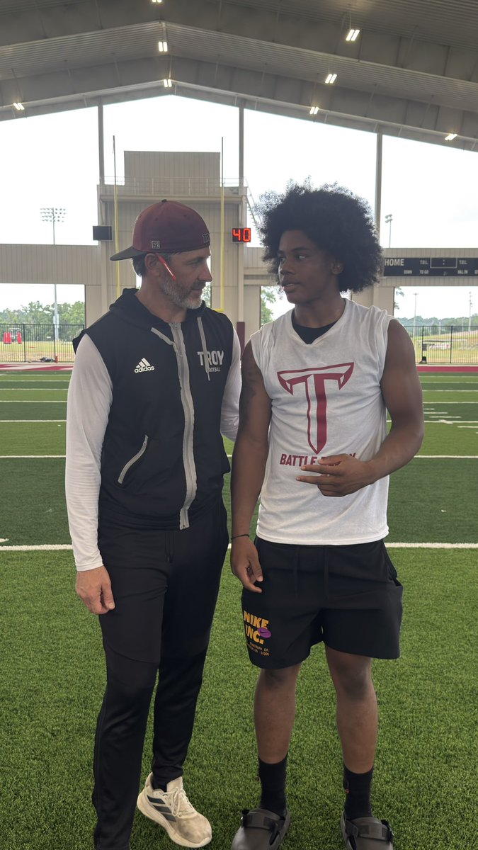 BrysonDenson28's tweet photo. Great experience today at @TroyTrojansFB   football camp. Coach @Coach_NBurton was very down to earth and he and his staff provided some great feedback.  Thank you. Hope to be back soon. https://t.co/58ge2fZel6