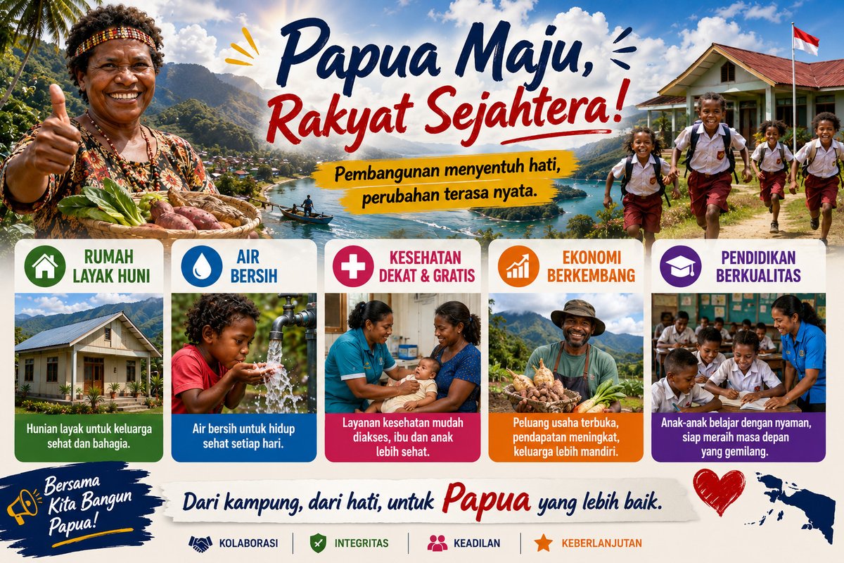 Nusatmr's tweet photo. Papua terus bergerak maju melalui pembangunan infrastruktur, pemberdayaan masyarakat, pendidikan, dan layanan dasar yang semakin merata
#PapuaBergerakMaju #JejakPembangunan #RuangTumbuhPapua https://t.co/PbqTmO28YR