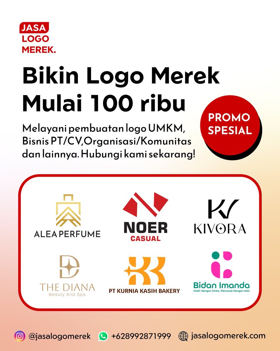 jasalogomerek's tweet photo. Mau bikin logo merek profesional untuk bisnismu?
yuk hubungi kami https://t.co/0atYsxAUQf

Mendung Libur Pagii https://t.co/IMWwPUH8ZG