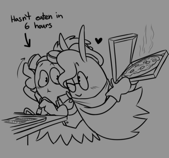 Quarkadork's tweet photo. MinkyOrs doodles. He's so worried for his eldritch ghoulfriend,, but they'll take care of him just the same #pacman #pacmanworld #selfship https://t.co/wGHxCJAmzp