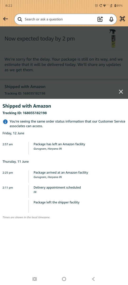 dutta9650's tweet photo. @amazonIN the delivery was scheduled for 11th Jun 8am -12 PM slot with prime but no sign of delivery so far https://t.co/gdQSu48vGg