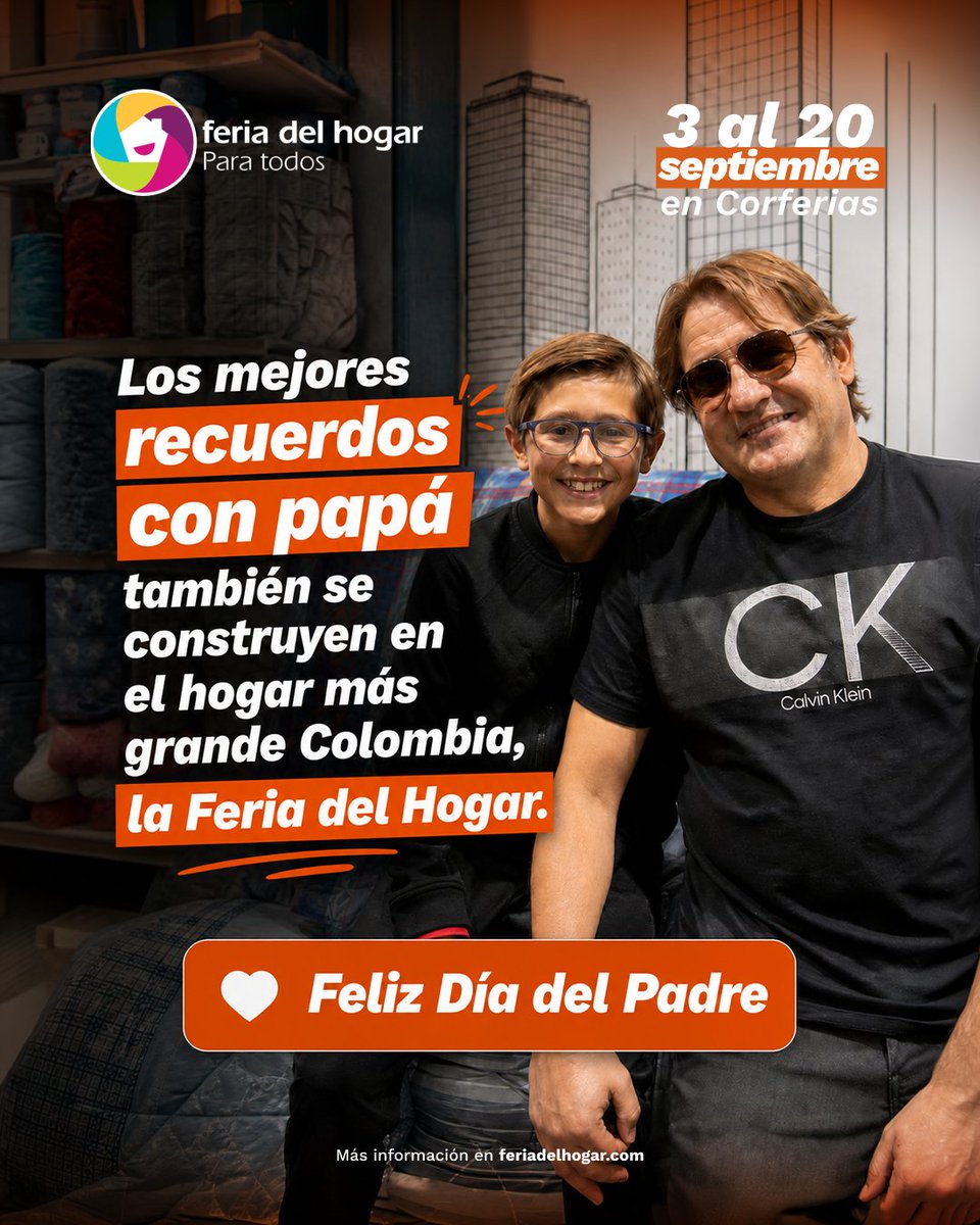 FeriaDelHogar_'s tweet photo. Los momentos compartidos son regalos que se quedan para siempre.❤️

Trae a papá a la Feria del Hogar y disfruten juntos de un plan lleno de experiencias para todos. 

Compra tus entradas en: https://t.co/PCDrNap5ya 
Consulta TYC en: https://t.co/Wg1MjM28IE  

#FeriaDelHogar2026 https://t.co/MeqkC9j4ua