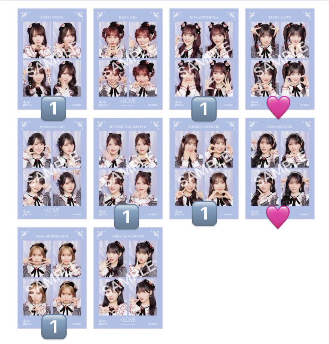 me66_yu's tweet photo. イコラブ = LOVE トレ 国立 4カット IDフォト ミニフォトカ 交換

【譲】
画像1️⃣ 佐々木、髙松、山本、瀧脇、音嶋、大場、大谷、齋藤 等

【求】
画像🩷 野口衣織  齋藤樹愛羅

6/20.21 国立両日手渡し＞郵送

※佐々木は野口のみ可
お気軽にお声掛けください。 https://t.co/gY2LeXo2GH
