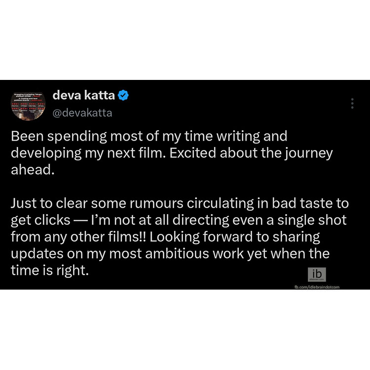 idlebraindotcom's tweet photo. #DevaKatta Clarifies Rumours, Says He Is Focused on Developing His Next Film
https://t.co/2ErBlBrFSo https://t.co/iSerqeImgE