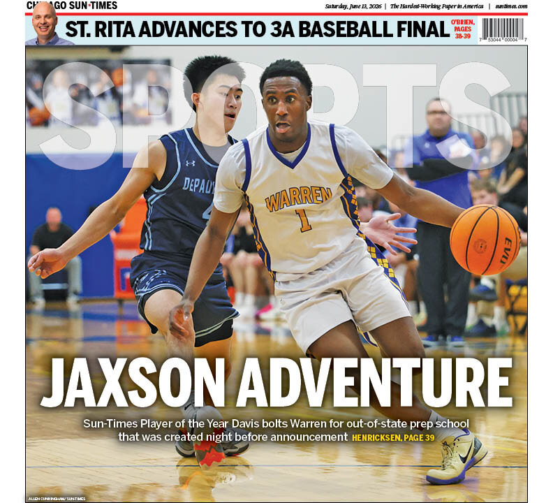 suntimes_sports's tweet photo. Back page for Saturday. The Sun-Times Player of the Year is leaving the state. https://t.co/MaPAc7SxNq https://t.co/SCSWCezyr4