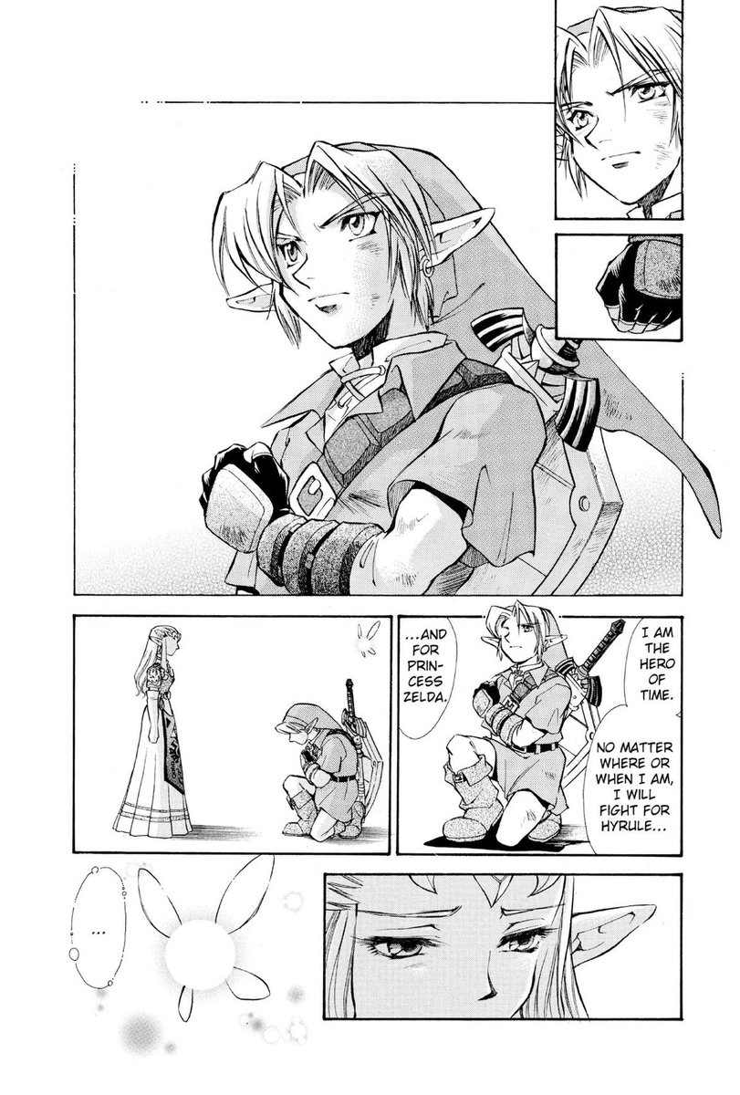 BluScreen42's tweet photo. @denimneverdies Always appreciated in the manga Link is shown to have been against the decision to send him back to his childhood and it does continue in the Majora adaptation https://t.co/bRzo49i9sn