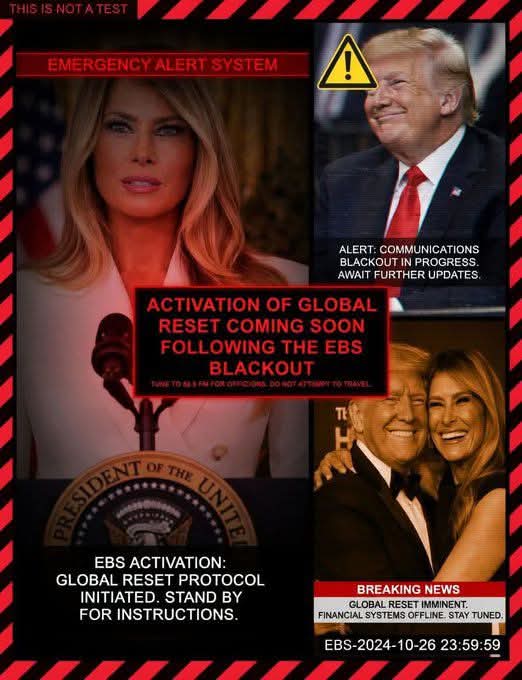 Alex_West20's tweet photo. 🚨 BREAKING: EBS BLACKOUT ACTIVATED – THE GREAT AWAKENING HAS BEGUN! 🚨
June 12 2026 — In a historic moment that patriots have been waiting for, the Emergency Broadcast System (EBS) is now live across the nation and globally. Reliable sources confirm this is NOT a test.
Follow-up https://t.co/3XRuAgpqqe