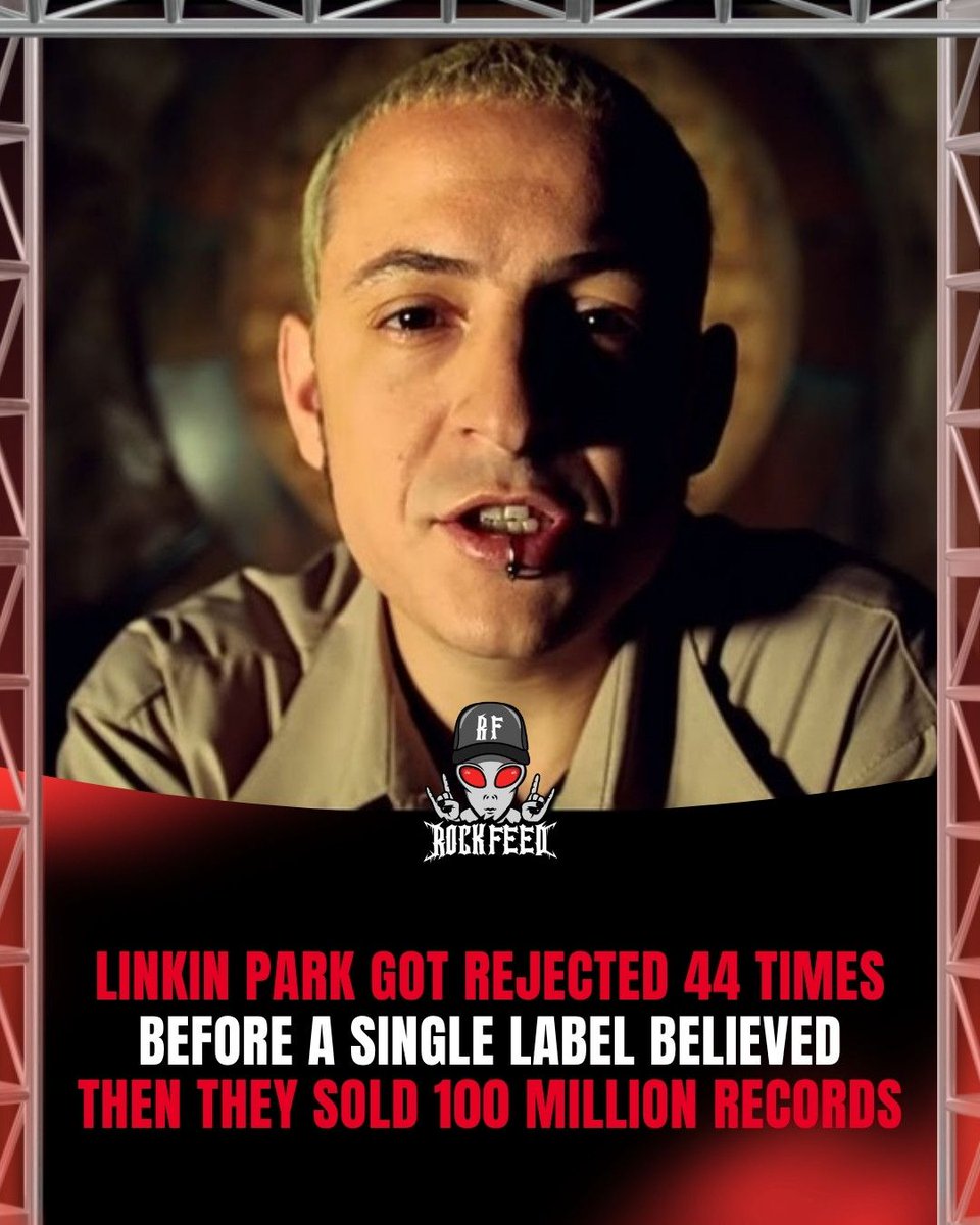 RockFeedNet's tweet photo. Linkin Park got rejected 44 times before a single label would sign them.

Most bands quit after five. They kept grinding.

Then Warner Bros. said yes, and they sold over 100 million records worldwide.

The "no" you're hearing right now isn't the end. It's the part before the breakthrough. 🔥