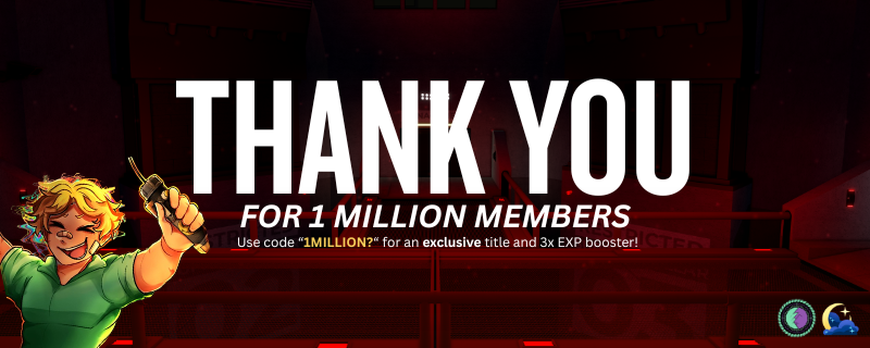 AsylumLifeRBLX's tweet photo. Thank you for ONE MILLION community members in Stone Haven County Asylum! 

Use code "1MILLION?" for an EXCLUSIVE title and 3x EXP booster! https://t.co/iPQs1BPGRe