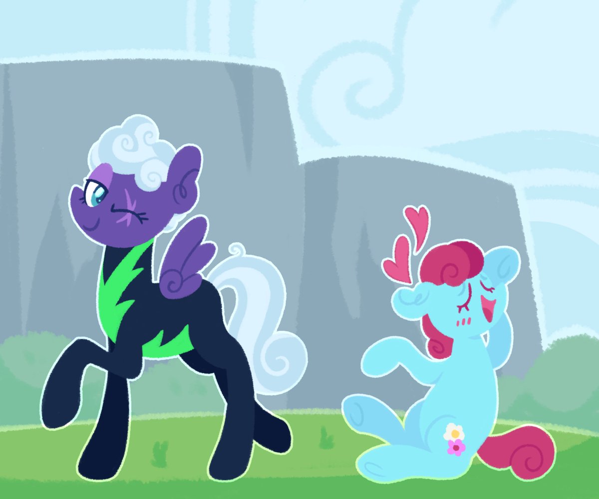Compylumpy's tweet photo. Pony pride day 12! 

A character I adore, Rolling Thunder! In The Washouts, she's shown to be flirtatious with mares👀

[ #mlp #pride ] https://t.co/z4O6dLBrLP