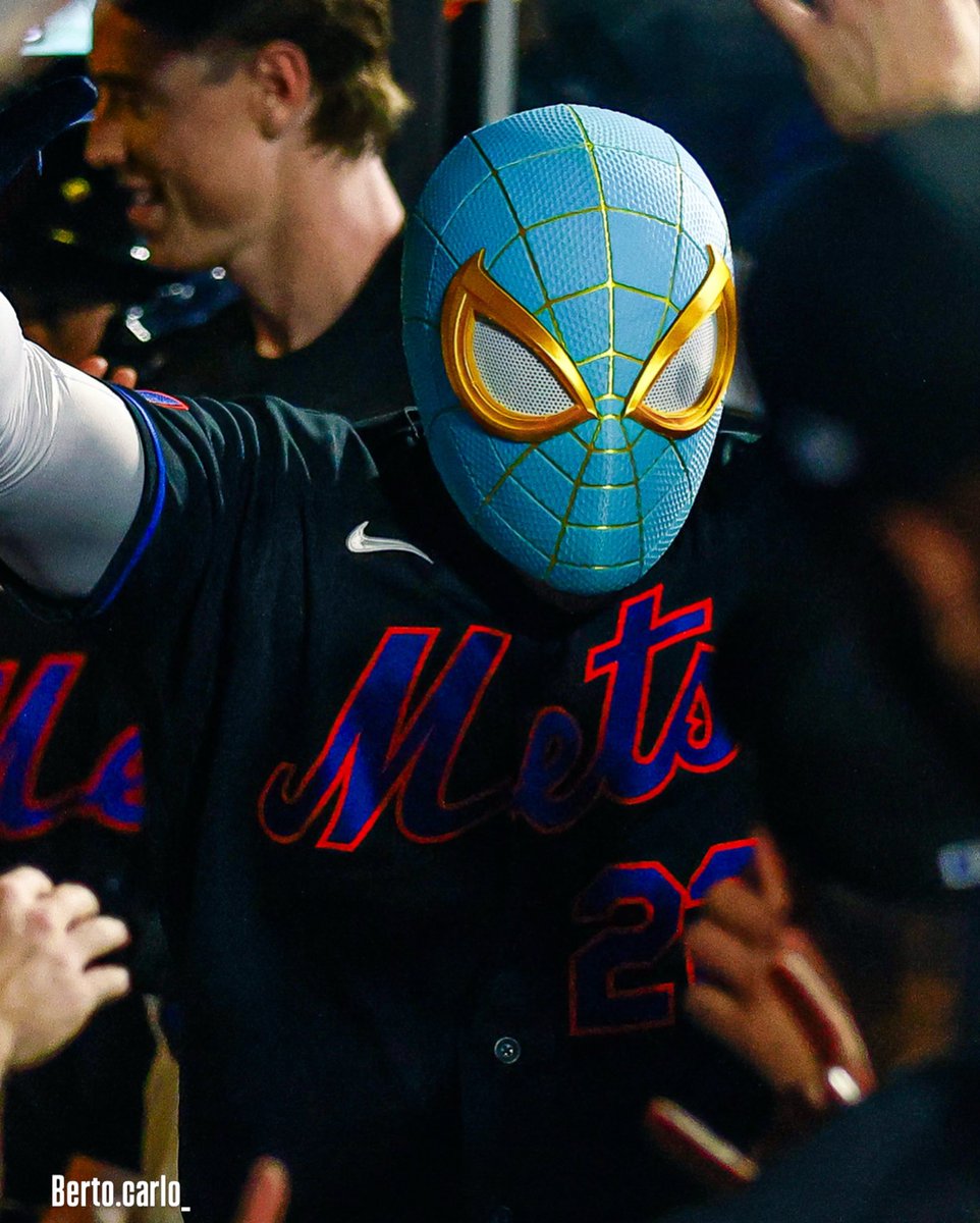 Metsmerized's tweet photo. Bo Bichette said the Spider-Man mask was Carson Benge and MJ Melendez’s idea.

“There was a mask in the locker room and they thought it would be cool because Spider-Man is from Queens.” 🕷️🕸️ https://t.co/qqEByfV9rP