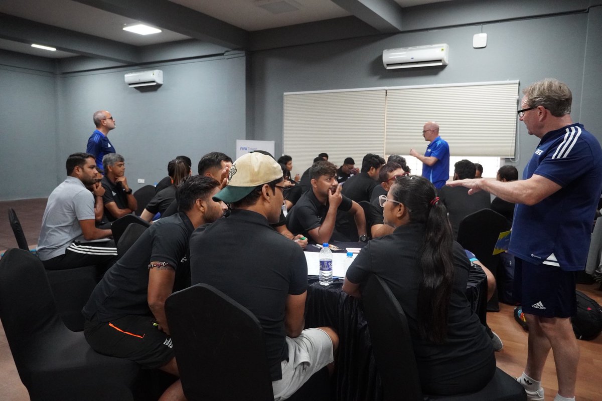 IndianFootball's tweet photo. The AIFF successfully hosted the FIFA Talent Development Scheme (TDS) Elite Youth Coaches’ Workshop and Elite Youth Goalkeeping Coaches’ Workshop at the AIFF-FIFA-Odisha Talent Academy in Bhubaneswar, from June 8 to 12, 2026. 🧑🏻‍🏫🇮🇳

The five-day programme brought together 46 coaches from across India working at the national youth and elite club levels. The workshops were conducted as two parallel courses.

The workshops were delivered by FIFA Technical Expert Stewart Hall 🏴󠁧󠁢󠁥󠁮󠁧󠁿 and FIFA Goalkeeping Experts Ali Fouad 🇶🇦 and Fernando Brassard 🇵🇹, who travelled to India as part of FIFA's ongoing efforts to support coach education and talent development across its member associations. AIFF Technical Director Syed Sabir Pasha was present.

The programme combined classroom sessions with on-field practical work, providing participants with exposure to contemporary coaching methodologies and talent development practices.

More details 🔗 https://t.co/SLgkLTIS7m

#IndianFootball