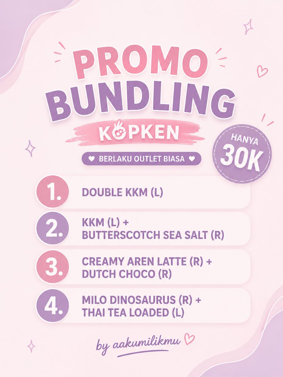 aakumilikmu's tweet photo. PROMO BUNDLING KOPKEN ONLY TODAY YAHH 30K AJA LOCHH 👀👀
- jasdor kopken fore-
fastrespon https://t.co/YQGeBz5P7y
#zonauang #zonajajan #kopken #jualanmurah #promomakanan https://t.co/kMRCWV6l3w