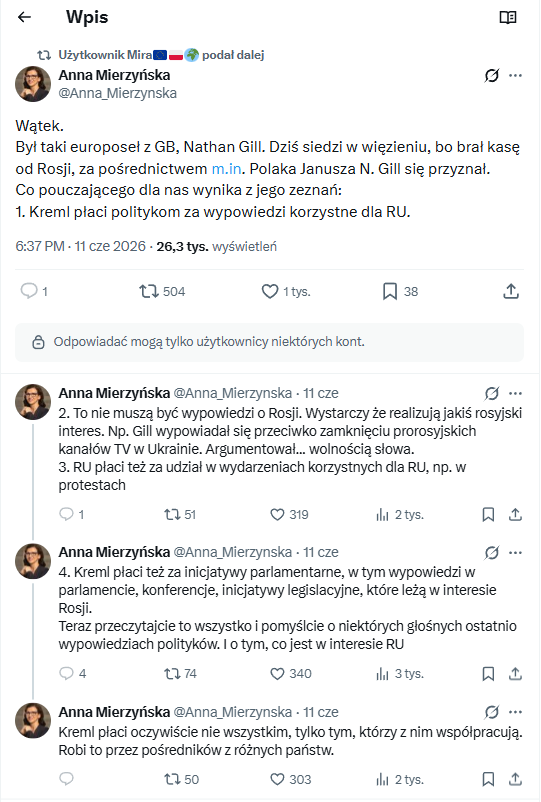 Rysiek04071893's tweet photo. Rosja płaci dziennikarzom i politykom. 

Z danych bułgarskich służb specjalnych wynika, że ​​Rosja płaci ok. 2 tys. euro miesięcznie osobom publicznym, dziennikarzom i politykom za szerzenie swojej propagandy w ich kraju. 
Ich wypowiedzi mają wpływać na opinię publiczną i kształtować poglądy społeczeństwa np. w kwestii Unii Europejskiej czy Ukrainy. 

Dwa tysiące EUR to 8 500,00 PLN czystego dochodu, niewymagającego żadnego nakładu pracy. To ponad 100 000,00 rocznie dodatkowego łatwego dochodu.

Teraz wiecie dlaczego niektórzy tak bardzo szczują na Unię Europejską i Ukrainę. 

Dzień dobry Państwu. ✌️