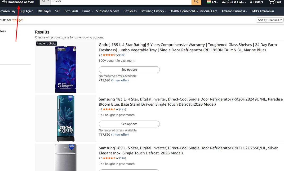 humanrightsassn's tweet photo. Since last two weeks all of the heavy items like Fridge, AC, Washing machine etc are Unavailable for the location - Osmanabad (Dharashiv) 413501, all of sudden! While flipkart delivers everything as usual! 
@AmazonHelp @amazonIN @amazon @Flipkart @flipkartsupport @Cyberdost https://t.co/tP6TmKBpuN