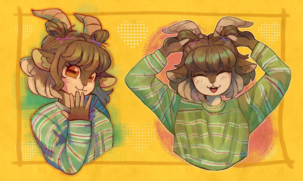 0kaliz's tweet photo. I was having fun with few brushes, experimenting with my painting style and colors 🐐💛 https://t.co/7tyStYTvJx